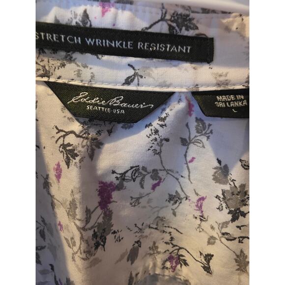 Eddie Bauer Coquette Button Front Top L Womens Long Sleeve Wrinkle-Resistant - Picture 4 of 6